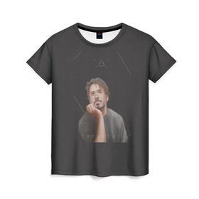 Женская футболка 3D с принтом Tony Stark в Новосибирске, 100% полиэфир ( синтетическое хлопкоподобное полотно) | прямой крой, круглый вырез горловины, длина до линии бедер | младший | роберт