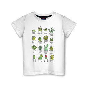 Детская футболка хлопок с принтом cactus в Новосибирске, 100% хлопок | круглый вырез горловины, полуприлегающий силуэт, длина до линии бедер | cactus | tmblr | tubler | кактус