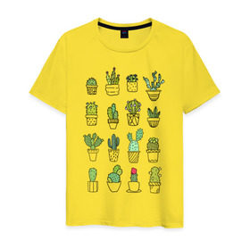 Мужская футболка хлопок с принтом cactus в Новосибирске, 100% хлопок | прямой крой, круглый вырез горловины, длина до линии бедер, слегка спущенное плечо. | Тематика изображения на принте: cactus | tmblr | tubler | кактус