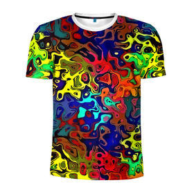 Мужская футболка 3D спортивная с принтом Разноцветные разводы в Новосибирске, 100% полиэстер с улучшенными характеристиками | приталенный силуэт, круглая горловина, широкие плечи, сужается к линии бедра | абстракция | краска | размытие
