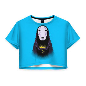 Женская футболка 3D укороченная с принтом Anime в Новосибирске, 100% полиэстер | круглая горловина, длина футболки до линии талии, рукава с отворотами | anime | spirited away | аниме | миадзяки | унесенные призраками