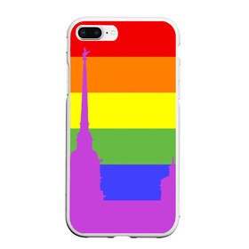Чехол для iPhone 7Plus/8 Plus матовый с принтом Радужный флаг в Новосибирске, Силикон | Область печати: задняя сторона чехла, без боковых панелей | город | любовь | отношения | радуга | сердце | сталица | флаг