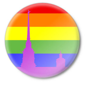 Значок с принтом Радужный флаг в Новосибирске,  металл | круглая форма, металлическая застежка в виде булавки | город | любовь | отношения | радуга | сердце | сталица | флаг