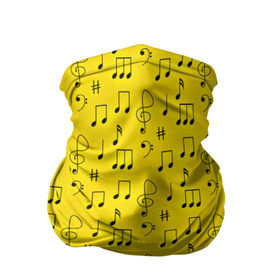 Бандана-труба 3D с принтом Ноты в Новосибирске, 100% полиэстер, ткань с особыми свойствами — Activecool | плотность 150‒180 г/м2; хорошо тянется, но сохраняет форму | желтый | музыка