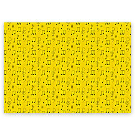 Поздравительная открытка с принтом Ноты в Новосибирске, 100% бумага | плотность бумаги 280 г/м2, матовая, на обратной стороне линовка и место для марки
 | желтый | музыка