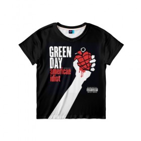 Детская футболка 3D с принтом Green Day 3 в Новосибирске, 100% гипоаллергенный полиэфир | прямой крой, круглый вырез горловины, длина до линии бедер, чуть спущенное плечо, ткань немного тянется | american idiot | green day | грин дей | грин дэй