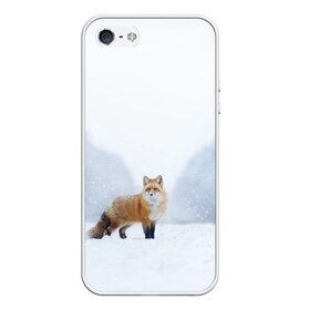 Чехол для iPhone 5/5S матовый с принтом лесная красотка в Новосибирске, Силикон | Область печати: задняя сторона чехла, без боковых панелей | зима | лес | лиса | рыжая | снег | тайга