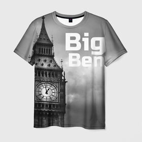 Мужская футболка 3D с принтом Big Ben в Новосибирске, 100% полиэфир | прямой крой, круглый вырез горловины, длина до линии бедер | Тематика изображения на принте: england | london | англия | биг бен | лондон