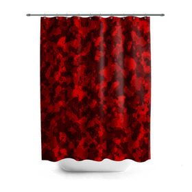 Штора 3D для ванной с принтом Красный камуфляж в Новосибирске, 100% полиэстер | плотность материала — 100 г/м2. Стандартный размер — 146 см х 180 см. По верхнему краю — пластиковые люверсы для креплений. В комплекте 10 пластиковых колец | милитари