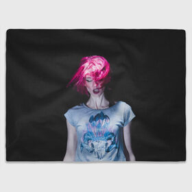 Плед 3D с принтом девушка с розовыми волосами в Новосибирске, 100% полиэстер | закругленные углы, все края обработаны. Ткань не мнется и не растягивается | волосы | девушка | мода | парик | перья | розовый | стиль | череп | этника | этно