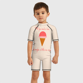 Детский купальный костюм 3D с принтом All you need is love в Новосибирске, Полиэстер 85%, Спандекс 15% | застежка на молнии на спине | food | ice cream | love | вкусно | еда | мороженое
