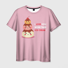 Мужская футболка 3D с принтом Love в Новосибирске, 100% полиэфир | прямой крой, круглый вырез горловины, длина до линии бедер | food | ice cream | love | вкусно | еда | мороженое
