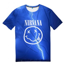 Мужская футболка 3D с принтом Nirvana в Новосибирске, 100% полиэфир | прямой крой, круглый вырез горловины, длина до линии бедер | rok | нирвана | рок