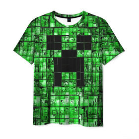Мужская футболка 3D с принтом Minecraft в Новосибирске, 100% полиэфир | прямой крой, круглый вырез горловины, длина до линии бедер | game | green | minecraft | игра | игрок | компьютерные игры | майнкрафт