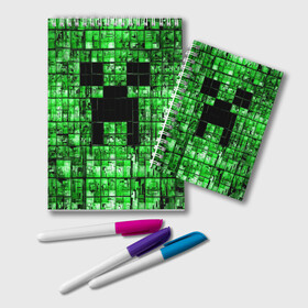 Блокнот с принтом Minecraft в Новосибирске, 100% бумага | 48 листов, плотность листов — 60 г/м2, плотность картонной обложки — 250 г/м2. Листы скреплены удобной пружинной спиралью. Цвет линий — светло-серый
 | game | green | minecraft | игра | игрок | компьютерные игры | майнкрафт