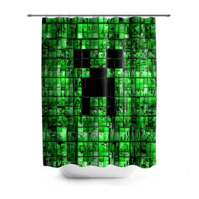 Штора 3D для ванной с принтом Minecraft в Новосибирске, 100% полиэстер | плотность материала — 100 г/м2. Стандартный размер — 146 см х 180 см. По верхнему краю — пластиковые люверсы для креплений. В комплекте 10 пластиковых колец | game | green | minecraft | игра | игрок | компьютерные игры | майнкрафт