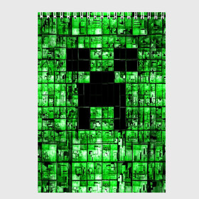 Скетчбук с принтом Minecraft в Новосибирске, 100% бумага
 | 48 листов, плотность листов — 100 г/м2, плотность картонной обложки — 250 г/м2. Листы скреплены сверху удобной пружинной спиралью | Тематика изображения на принте: game | green | minecraft | игра | игрок | компьютерные игры | майнкрафт