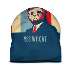 Шапка 3D с принтом Yes we CAT в Новосибирске, 100% полиэстер | универсальный размер, печать по всей поверхности изделия | Тематика изображения на принте: cat | kitty | животные | киса | кот | котенок | котэ | кошка