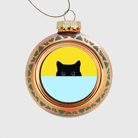 Стеклянный ёлочный шар с принтом Кот спрятался в Новосибирске, Стекло | Диаметр: 80 мм | Тематика изображения на принте: 3d | cat | kitty | животные | иллюстрация | киса | кот | кот спрятался | котенок | котэ | кошка | минимализм | рисунок | цифровое искусство