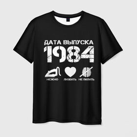Мужская футболка 3D с принтом Дата выпуска 1984 в Новосибирске, 100% полиэфир | прямой крой, круглый вырез горловины, длина до линии бедер | 