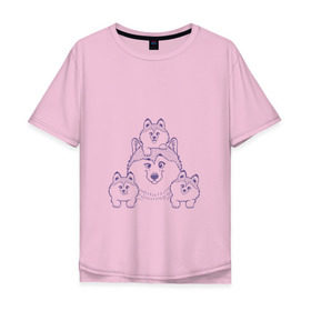 Мужская футболка хлопок Oversize с принтом Аляскинские маламуты в Новосибирске, 100% хлопок | свободный крой, круглый ворот, “спинка” длиннее передней части | Тематика изображения на принте: husky | malamute | арт | маламут | собака | хаски