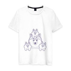 Мужская футболка хлопок с принтом Аляскинские маламуты в Новосибирске, 100% хлопок | прямой крой, круглый вырез горловины, длина до линии бедер, слегка спущенное плечо. | husky | malamute | арт | маламут | собака | хаски