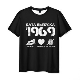Мужская футболка 3D с принтом Дата выпуска 1969 в Новосибирске, 100% полиэфир | прямой крой, круглый вырез горловины, длина до линии бедер | год рождения | дата выпуска