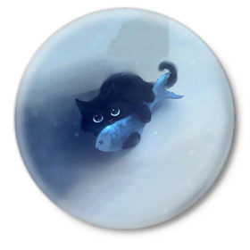 Значок с принтом Рыбка в Новосибирске,  металл | круглая форма, металлическая застежка в виде булавки | cat | kitty | животные | киса | кот | котенок | котэ | кошка