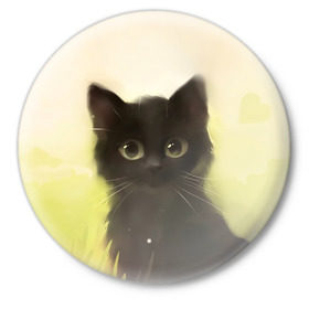 Значок с принтом Котик в Новосибирске,  металл | круглая форма, металлическая застежка в виде булавки | Тематика изображения на принте: cat | kitty | животные | киса | кот | котенок | котэ | кошка