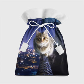 Подарочный 3D мешок с принтом Киса на балконе в Новосибирске, 100% полиэстер | Размер: 29*39 см | Тематика изображения на принте: cat | kitty | животные | киса | кот | котенок | котэ | кошка