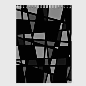 Скетчбук с принтом Geometry figure в Новосибирске, 100% бумага
 | 48 листов, плотность листов — 100 г/м2, плотность картонной обложки — 250 г/м2. Листы скреплены сверху удобной пружинной спиралью | бумага | геометрия | грани | изгиб | линии | полигоны | полосы | постель | серый | сочетания | текстура | треугольники | черный