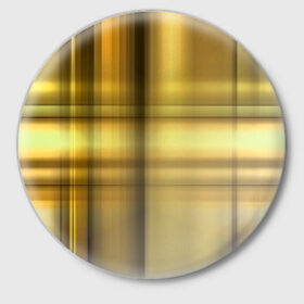 Значок с принтом Yellow Texture в Новосибирске,  металл | круглая форма, металлическая застежка в виде булавки | бумага | геометрия | грани | желтый | изгиб | линии | полигоны | полосы | постель | сочетания | текстура | треугольники