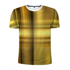 Мужская футболка 3D спортивная с принтом Yellow Texture в Новосибирске, 100% полиэстер с улучшенными характеристиками | приталенный силуэт, круглая горловина, широкие плечи, сужается к линии бедра | бумага | геометрия | грани | желтый | изгиб | линии | полигоны | полосы | постель | сочетания | текстура | треугольники
