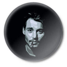 Значок с принтом Джонни Депп в Новосибирске,  металл | круглая форма, металлическая застежка в виде булавки | johnny depp | джонни депп