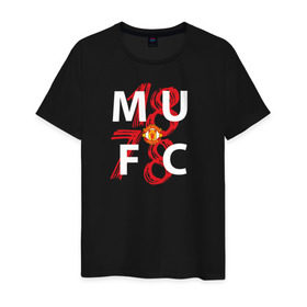 Мужская футболка хлопок с принтом Manchester United - 1878 в Новосибирске, 100% хлопок | прямой крой, круглый вырез горловины, длина до линии бедер, слегка спущенное плечо. | manchester united | манчестер юнайтед | футбол