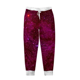 Мужские брюки 3D с принтом Розовые звёзды в Новосибирске, 100% полиэстер | манжеты по низу, эластичный пояс регулируется шнурком, по бокам два кармана без застежек, внутренняя часть кармана из мелкой сетки | nebula | звезды | созвездие | туманность