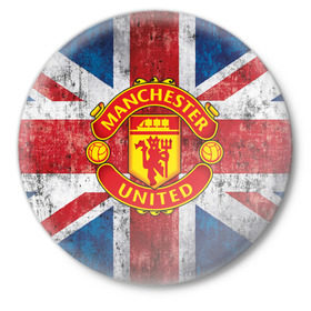 Значок с принтом Manchester United №1! в Новосибирске,  металл | круглая форма, металлическая застежка в виде булавки | manchester united | манчестер | юнайтед