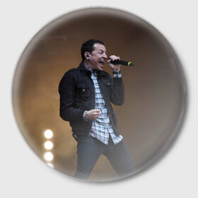 Значок с принтом Linkin Park в Новосибирске,  металл | круглая форма, металлическая застежка в виде булавки | bennington | chester | linkin park | беннингтон | линкин парк | честер