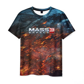 Мужская футболка 3D с принтом Mass Effect в Новосибирске, 100% полиэфир | прямой крой, круглый вырез горловины, длина до линии бедер | Тематика изображения на принте: n7 | shepard | галактика | жнец | космос | масс | нормандия | планета | шепард | эффект