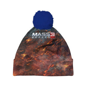 Шапка 3D c помпоном с принтом Mass Effect в Новосибирске, 100% полиэстер | универсальный размер, печать по всей поверхности изделия | n7 | shepard | галактика | жнец | космос | масс | нормандия | планета | шепард | эффект