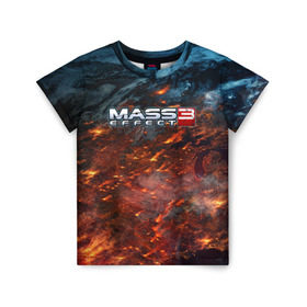 Детская футболка 3D с принтом Mass Effect в Новосибирске, 100% гипоаллергенный полиэфир | прямой крой, круглый вырез горловины, длина до линии бедер, чуть спущенное плечо, ткань немного тянется | Тематика изображения на принте: n7 | shepard | галактика | жнец | космос | масс | нормандия | планета | шепард | эффект