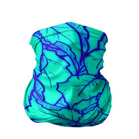 Бандана-труба 3D с принтом Фрактальные лепестки в Новосибирске, 100% полиэстер, ткань с особыми свойствами — Activecool | плотность 150‒180 г/м2; хорошо тянется, но сохраняет форму | листья | паттерн | синий