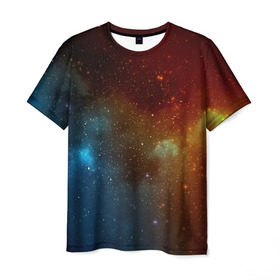 Мужская футболка 3D с принтом Столкновение вселенных в Новосибирске, 100% полиэфир | прямой крой, круглый вырез горловины, длина до линии бедер | nebula | звезды | туманность