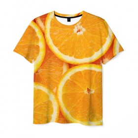 Мужская футболка 3D с принтом Апельсинка в Новосибирске, 100% полиэфир | прямой крой, круглый вырез горловины, длина до линии бедер | апельсин | свежесть | фрукт