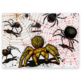Поздравительная открытка с принтом Тарантул в Новосибирске, 100% бумага | плотность бумаги 280 г/м2, матовая, на обратной стороне линовка и место для марки
 | Тематика изображения на принте: spider | паук | паутина | тарантул