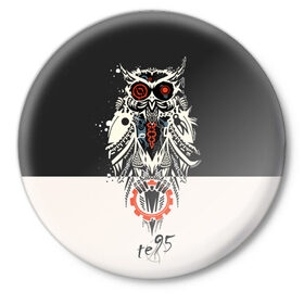 Значок с принтом Owl в Новосибирске,  металл | круглая форма, металлическая застежка в виде булавки | three days grace