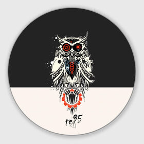 Коврик круглый с принтом Owl в Новосибирске, резина и полиэстер | круглая форма, изображение наносится на всю лицевую часть | three days grace
