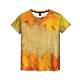 Женская футболка 3D с принтом Foliage в Новосибирске, 100% полиэфир ( синтетическое хлопкоподобное полотно) | прямой крой, круглый вырез горловины, длина до линии бедер | листья | осень