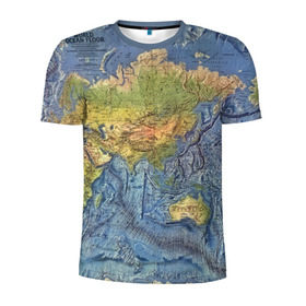 Мужская футболка 3D спортивная с принтом Карта в Новосибирске, 100% полиэстер с улучшенными характеристиками | приталенный силуэт, круглая горловина, широкие плечи, сужается к линии бедра | география | земля | мир