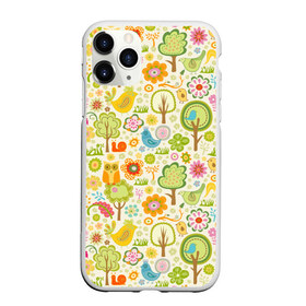 Чехол для iPhone 11 Pro матовый с принтом Райские кущи в Новосибирске, Силикон |  | деревья | природа | птицы | сад | сова | цветы